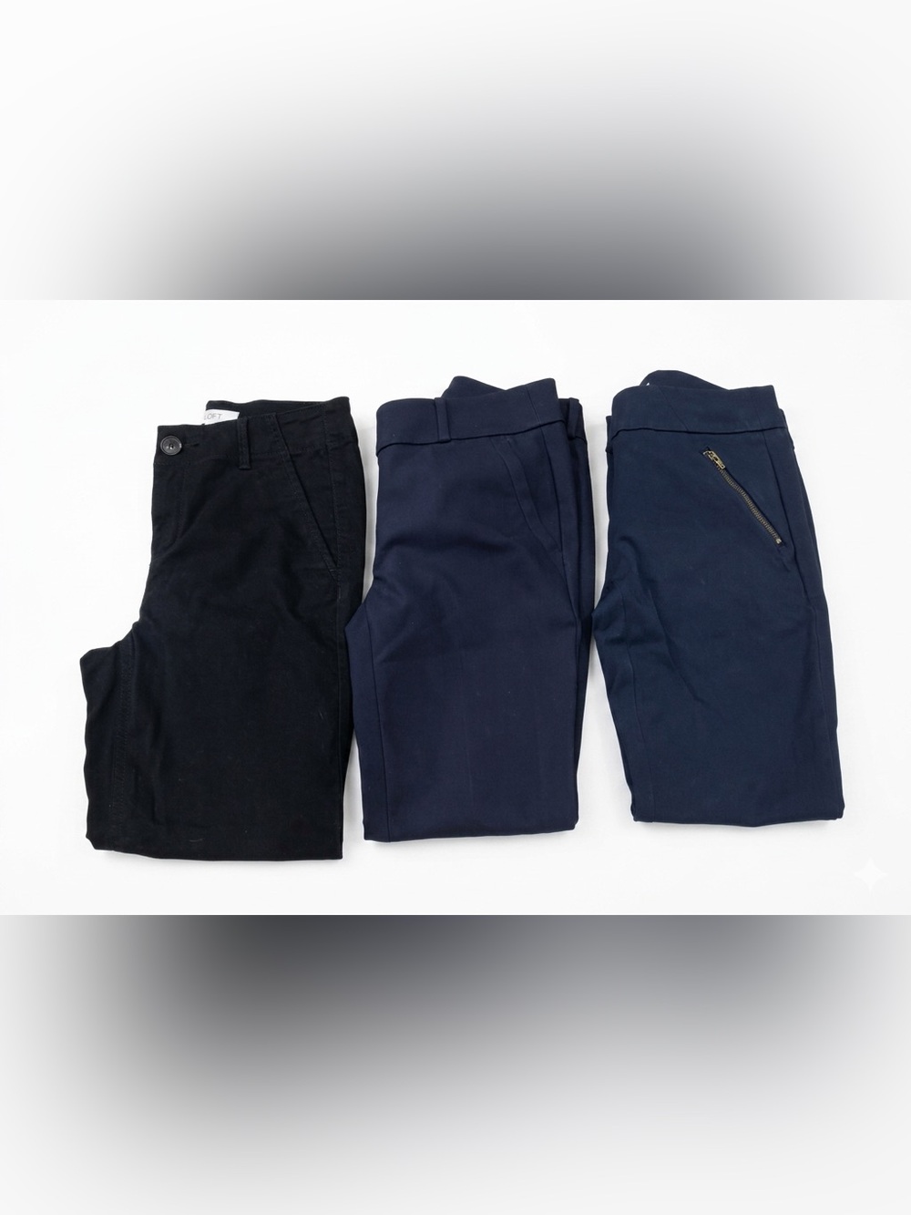LOFT Womens Pants Lot Size 00P Petite Black Blue Monroe Skinny Ankle Zip 3Pc